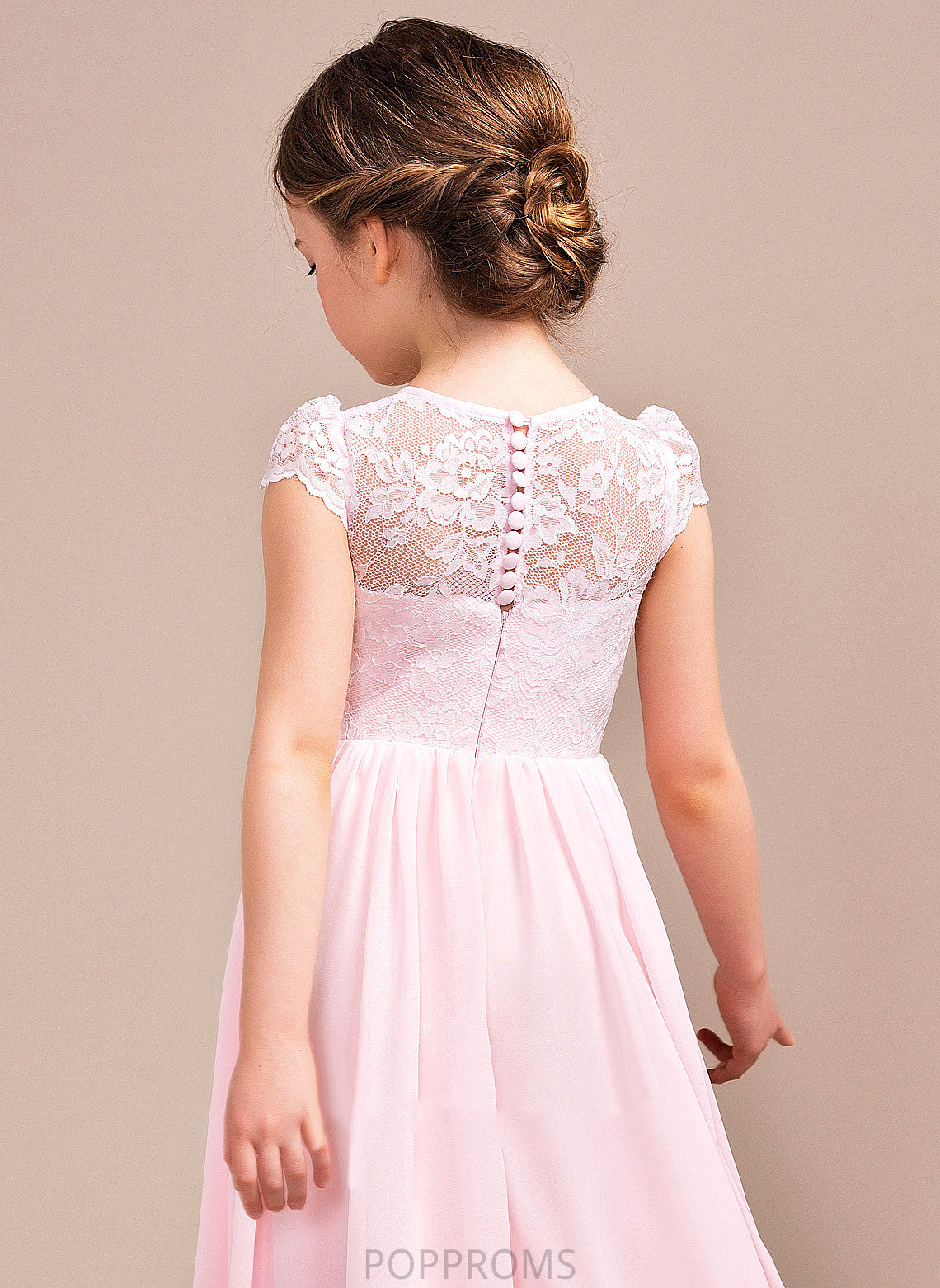 Flower Girl Dresses - Flower Marisol A-Line/Princess Girl Neck Chiffon/Lace Scoop Sleeveless Floor-length Dress