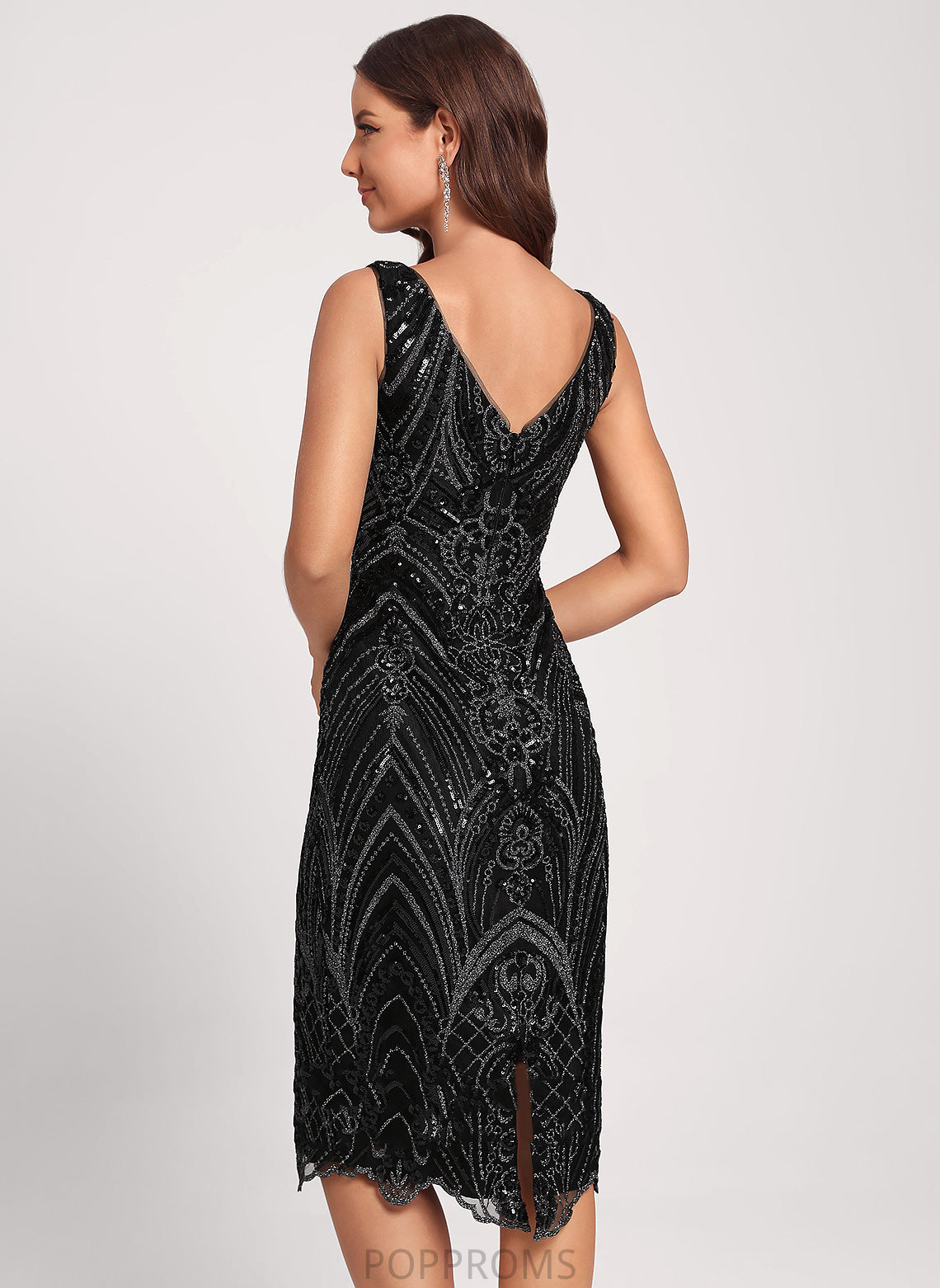 V-neck Knee-Length Haylee Bodycon Dress Cocktail Club Dresses Sequined