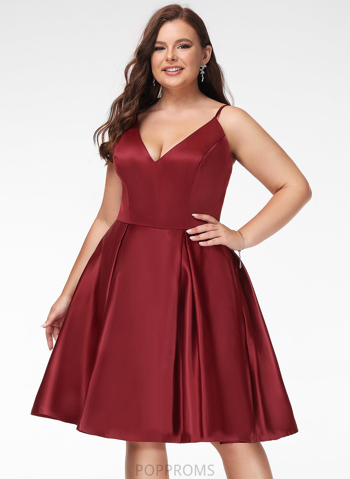 Satin Prom Dresses Germaine Short/Mini A-Line V-neck