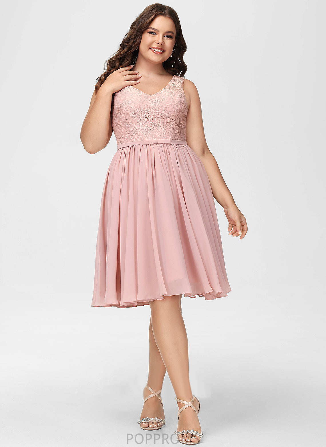 Dress Knee-Length With V-neck Cocktail Lace Bow(s) Jasmine A-Line Cocktail Dresses Chiffon Lace