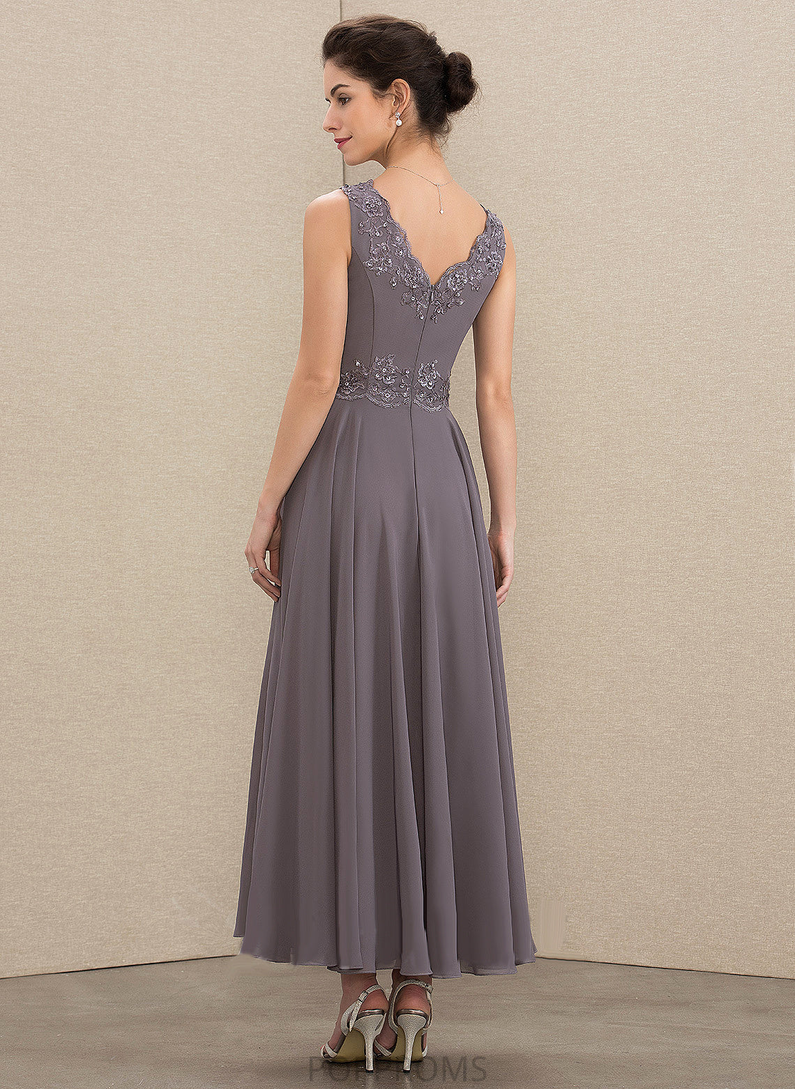 Mother of the Bride Dresses Juliet Bride Ankle-Length Mother of Lace Appliques A-Line V-neck Beading With Chiffon the Sequins Dress