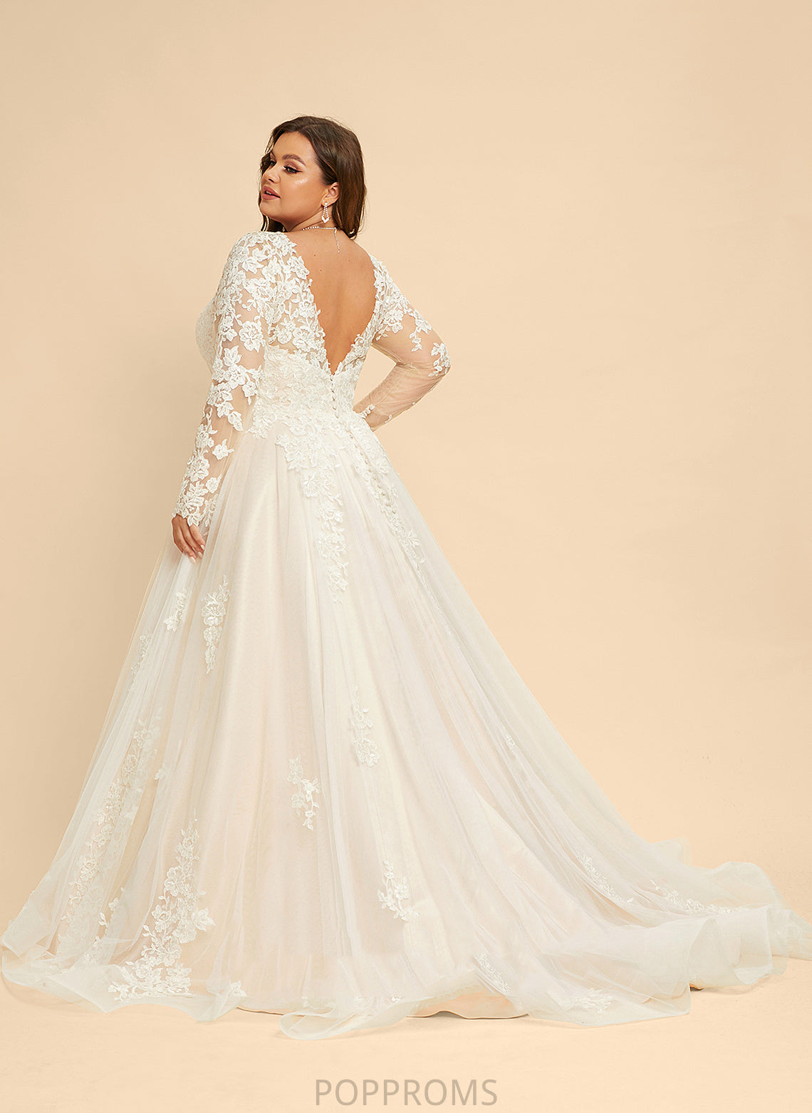 Lace Wedding Tulle Dress Katharine Court V-neck Ball-Gown/Princess Train Wedding Dresses