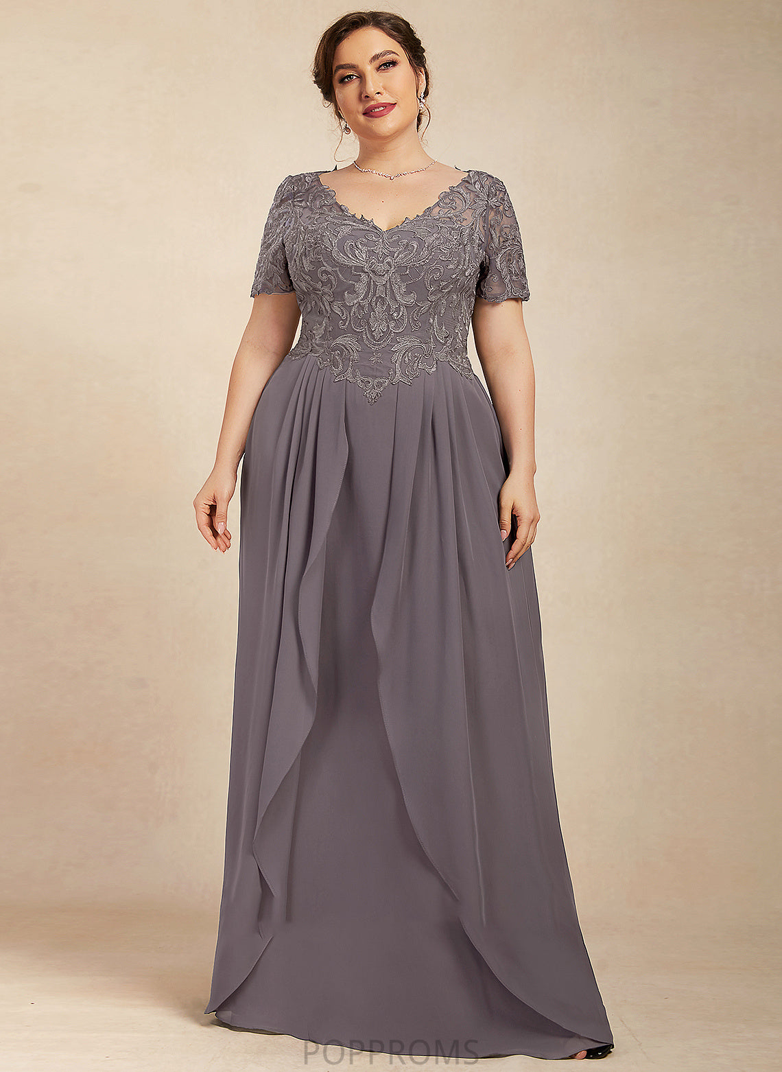 Mother of the Bride Dresses V-neck A-Line Mother Lace Floor-Length Bride Dress Chiffon of the Lisa