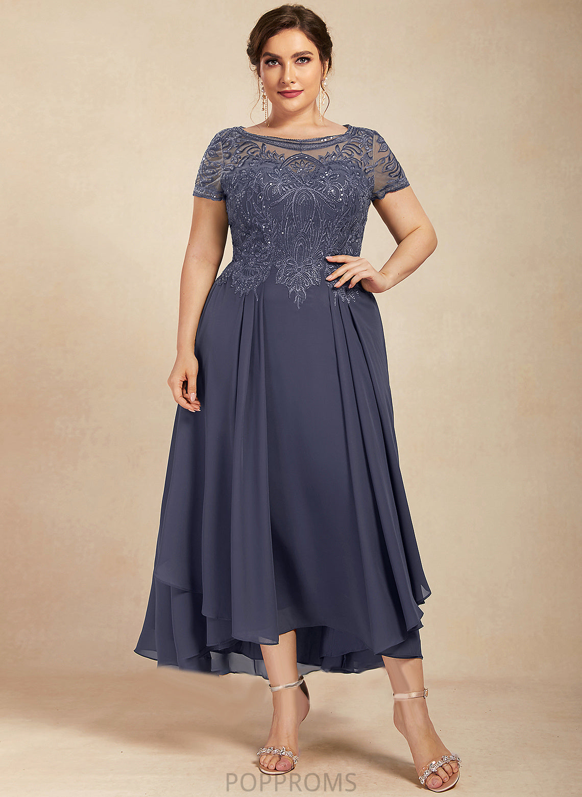 Mother of the Bride Dresses the Bride Mother Neck Sequins Scoop Asymmetrical A-Line Lace With of Dress Jaylynn Chiffon