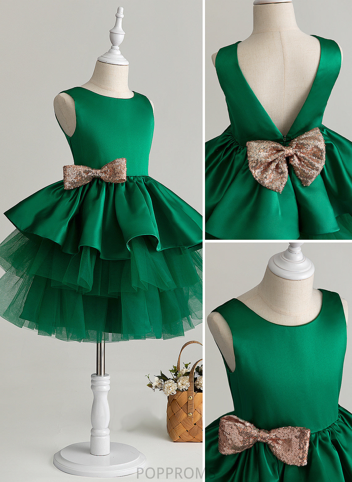 Scoop With Tulle Dress Ball-Gown/Princess Flower - Mckayla Flower Girl Dresses Girl Bow(s) Knee-length Neck Sleeveless