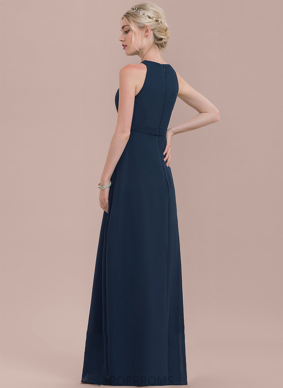 Length Fabric A-Line Silhouette Ruffle Embellishment Neckline ScoopNeck Floor-Length Hadassah Sleeveless Floor Length Bridesmaid Dresses