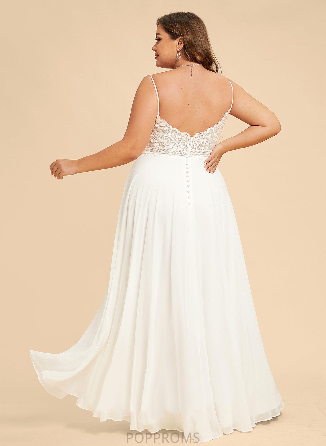 Pauline Lace Dress A-Line Wedding Dresses V-neck Floor-Length Chiffon Wedding