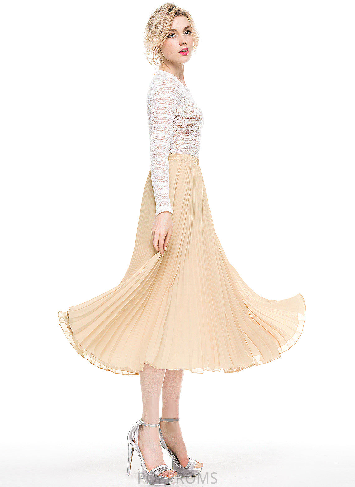 Skirt Dakota Pleated A-Line/Princess Tea-Length With Cocktail Dresses Chiffon Cocktail