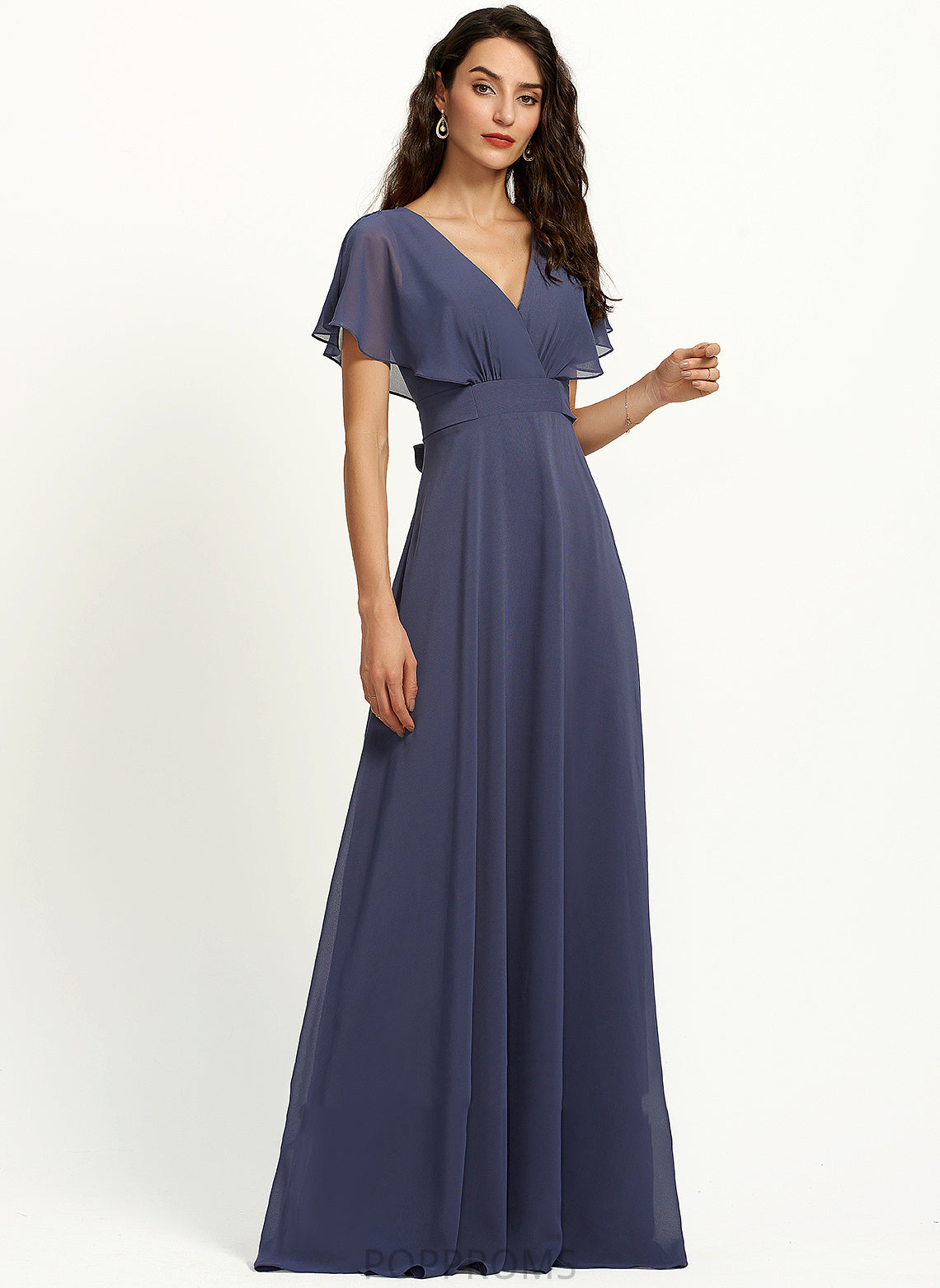 Length A-Line Straps V-neck Fabric Floor-Length Silhouette Neckline Margery A-Line/Princess Natural Waist Floor Length Bridesmaid Dresses