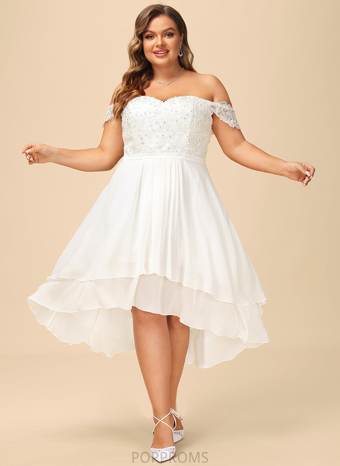 Lace Chiffon A-Line Off-the-Shoulder Dress With Wedding Kennedy Wedding Dresses Asymmetrical Sequins Beading