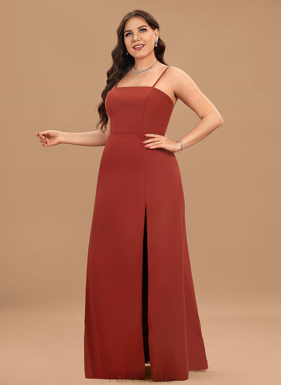 With Split Sheath/Column Prom Dresses Neckline Square Front Trudie Floor-Length