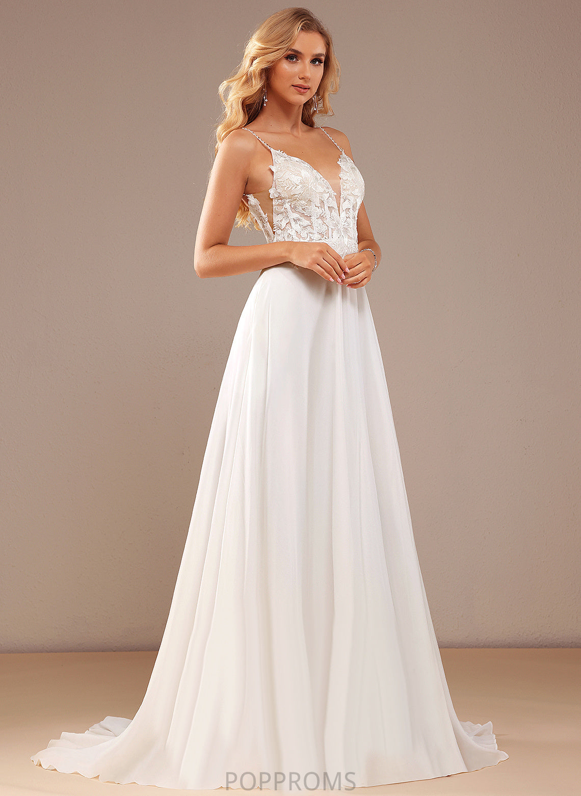 With Wedding Sequins Eliza V-neck Dress Feather Lace Court Chiffon A-Line Pockets Beading Train Wedding Dresses Lace