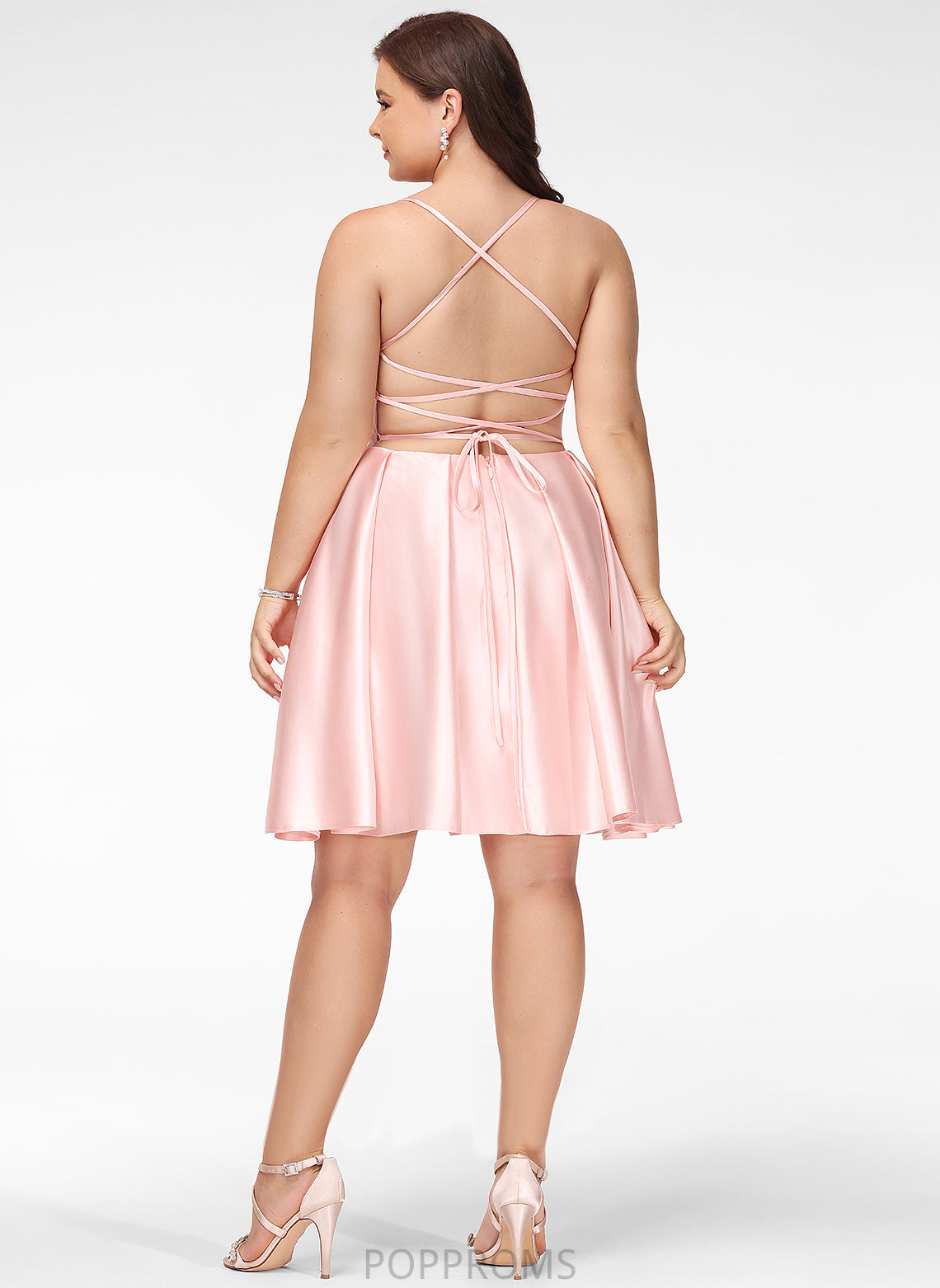 A-Line Square Short/Mini Satin Prom Dresses Mina