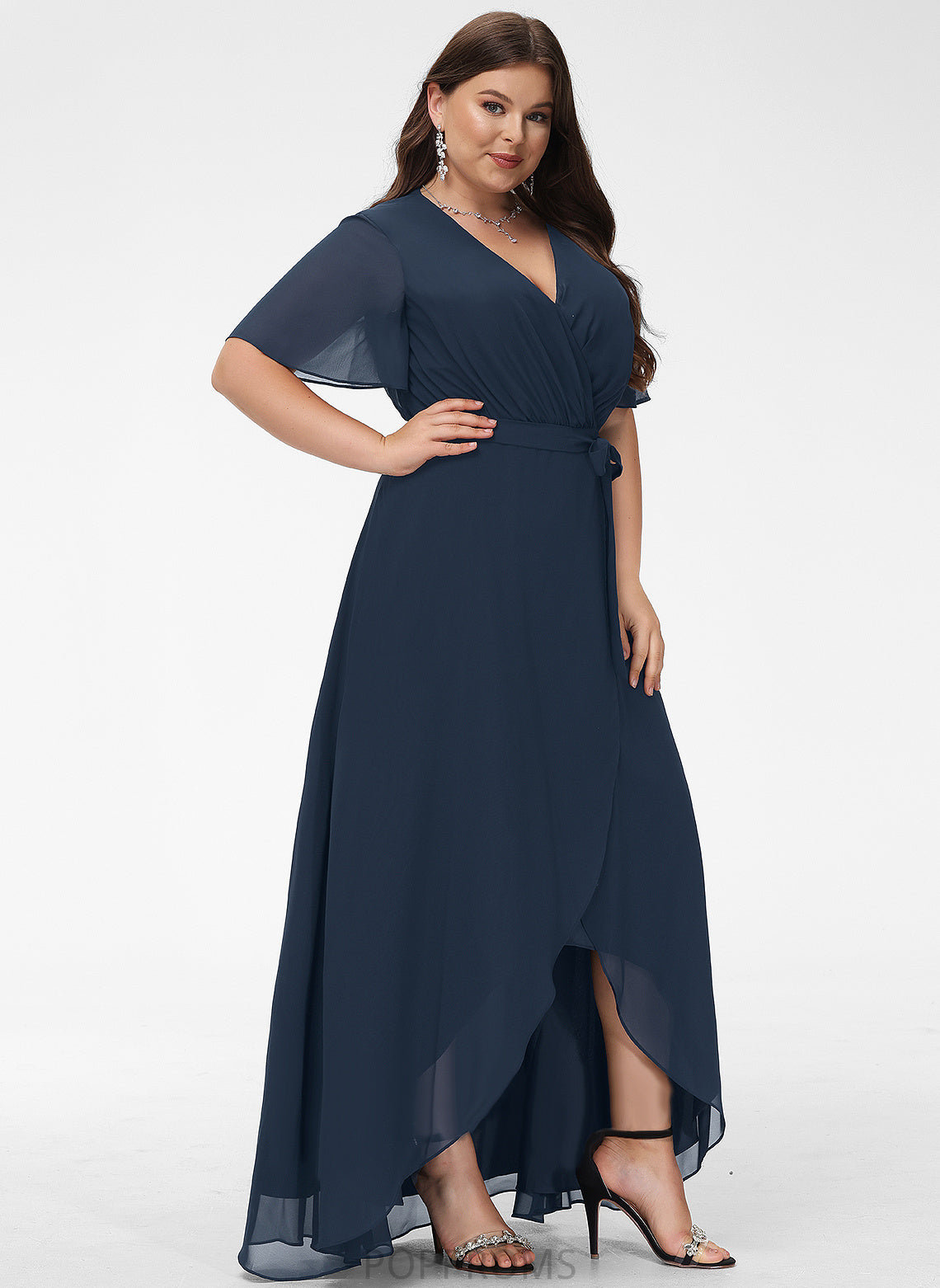 Chiffon Cocktail Dresses V-neck Asymmetrical Bow(s) Mylie Dress With A-Line Cocktail