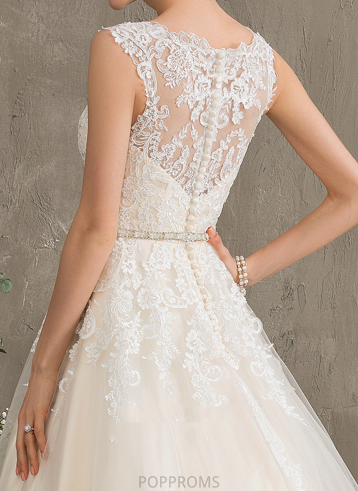 Ball-Gown/Princess Wedding Dress Arielle Train Lace Tulle Wedding Dresses Beading Sweetheart With Sequins Court