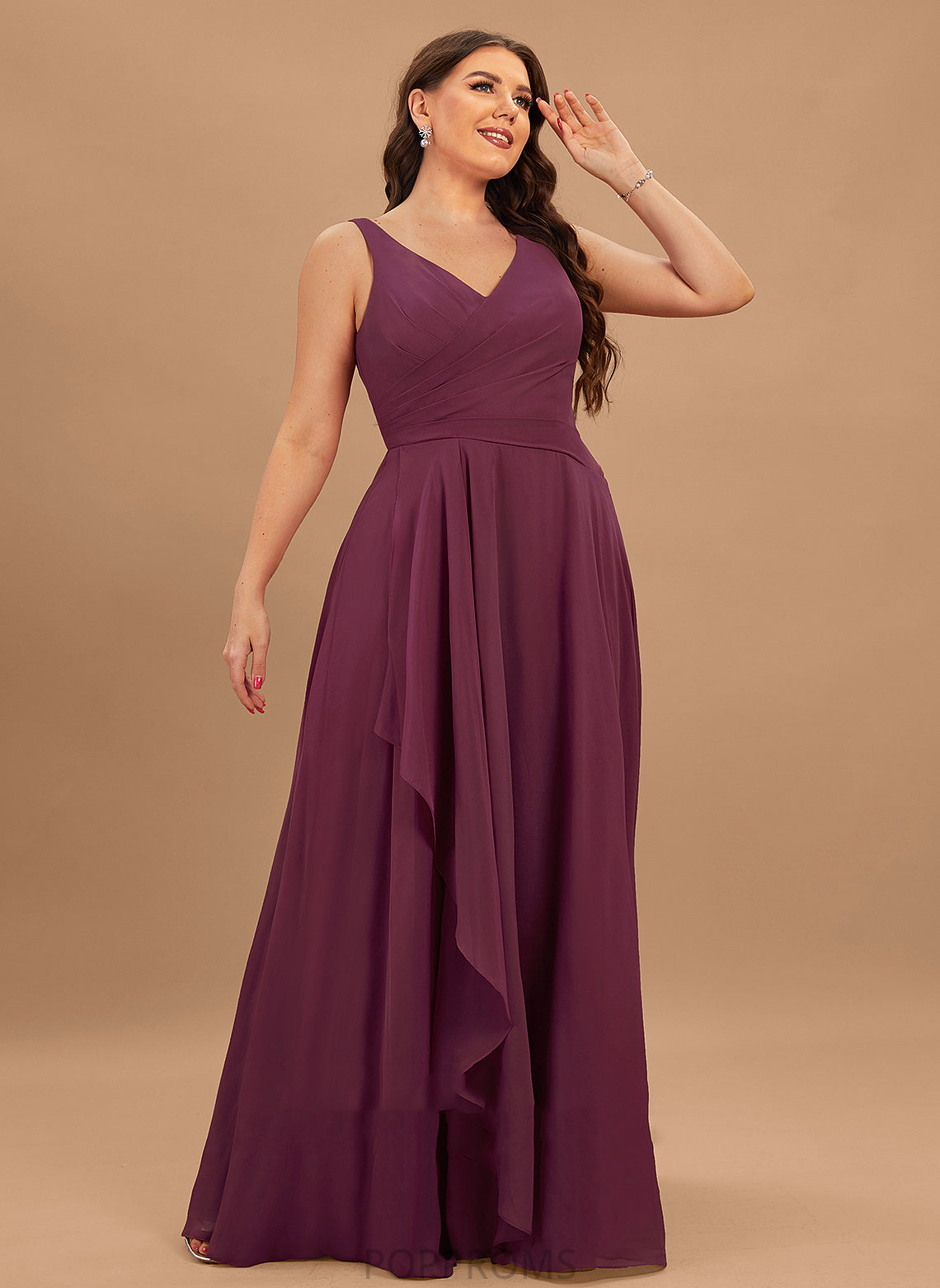 V-neck SplitFront Fabric Floor-Length Neckline Length A-Line Silhouette Embellishment Allie Scoop A-Line/Princess Bridesmaid Dresses