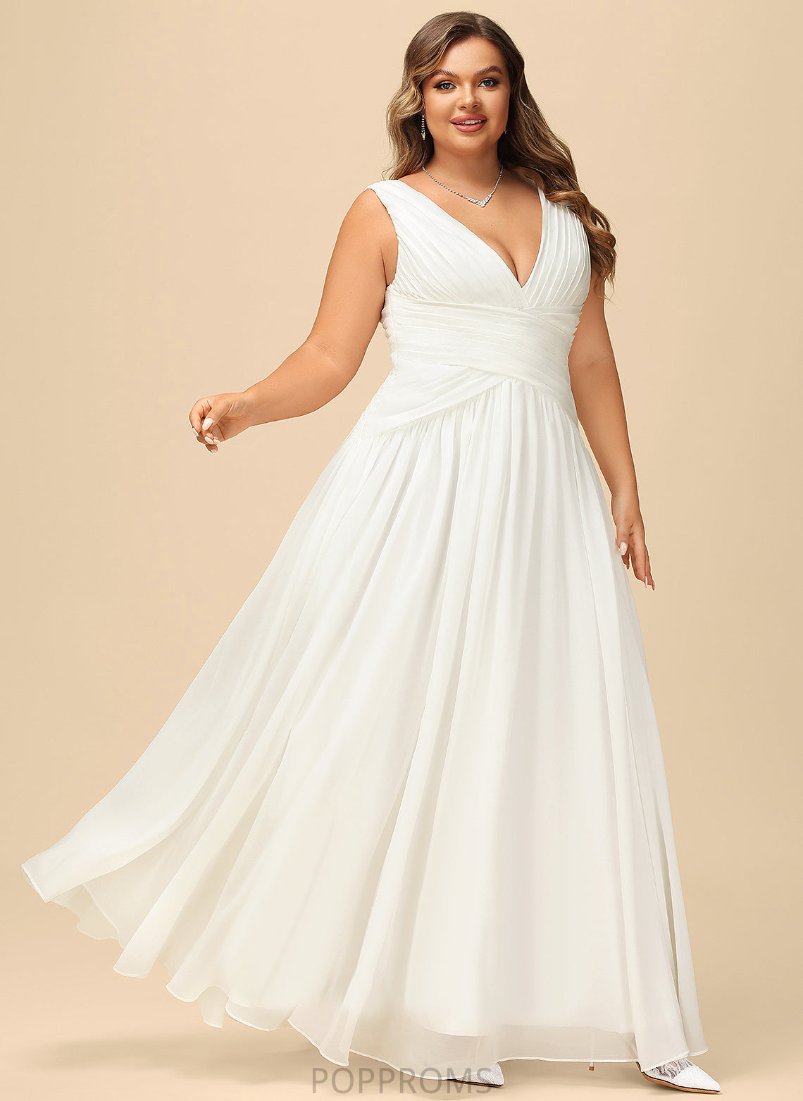 Wedding Dresses Wedding Paige Pleated Dress V-neck A-Line Chiffon Floor-Length With