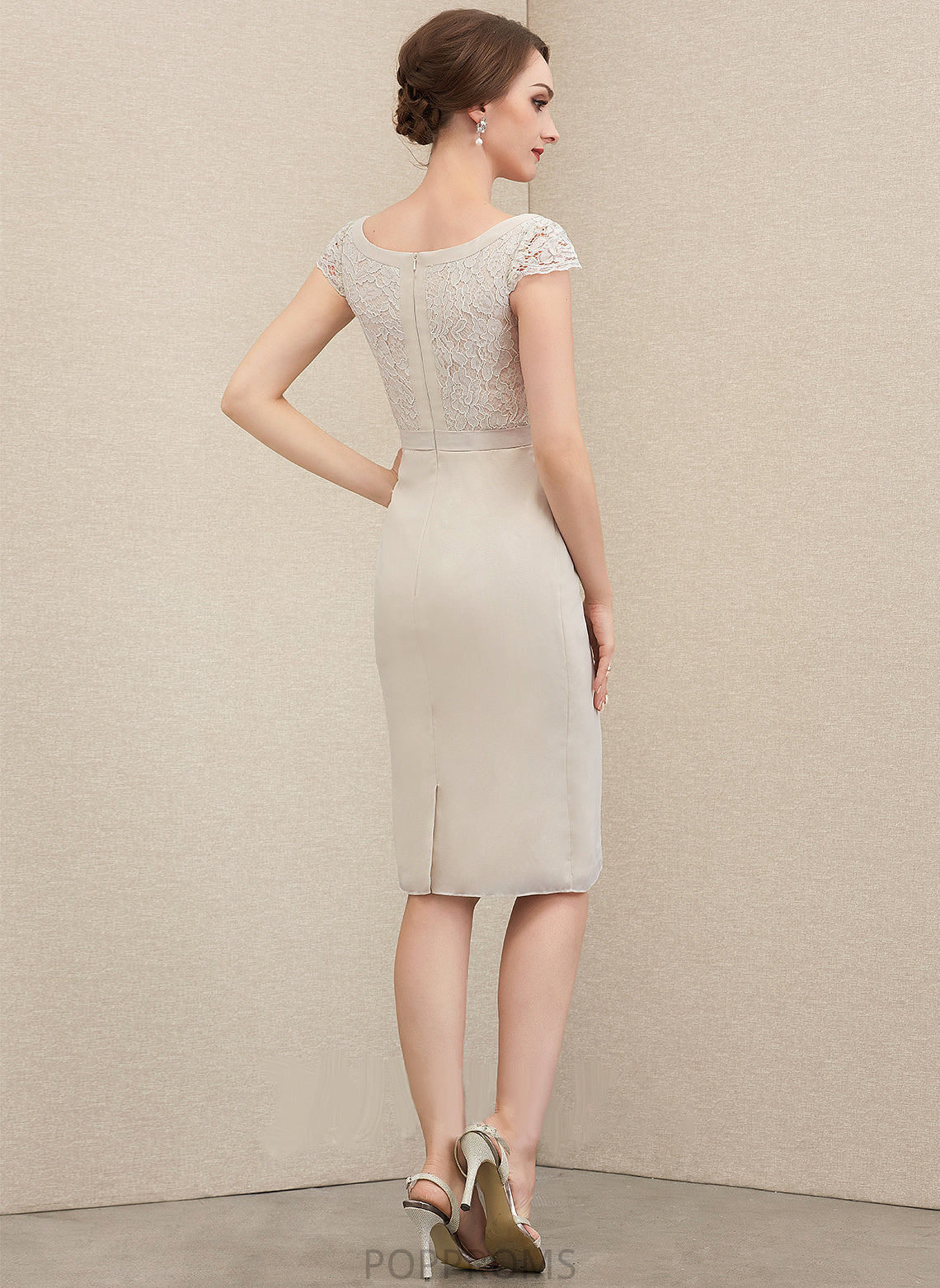 Mimi Dress Bow(s) Chiffon Mother of the Bride Dresses Mother the V-neck of Lace With Bride Knee-Length Sheath/Column