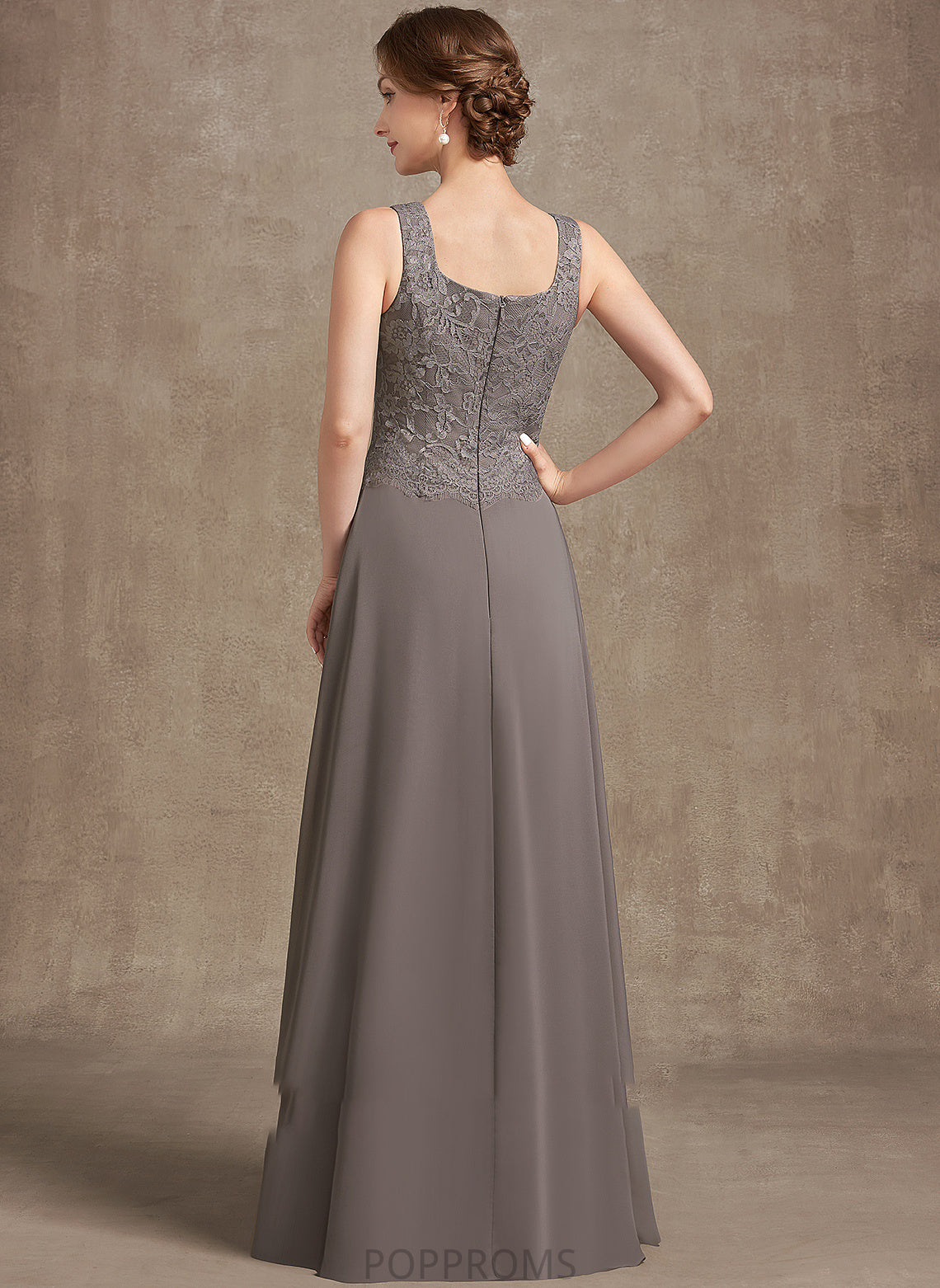 Lace A-Line Bride Mother Square Dress Chiffon Mother of the Bride Dresses the Neckline of Amelie Floor-Length