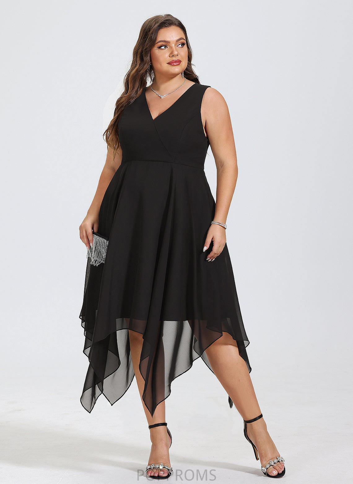 Courtney Chiffon Asymmetrical Dress Cocktail Dresses V-neck A-Line Cocktail