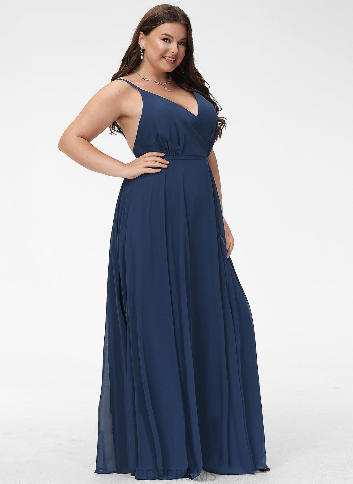 Daphne Chiffon V-neck Prom Dresses Floor-Length A-Line