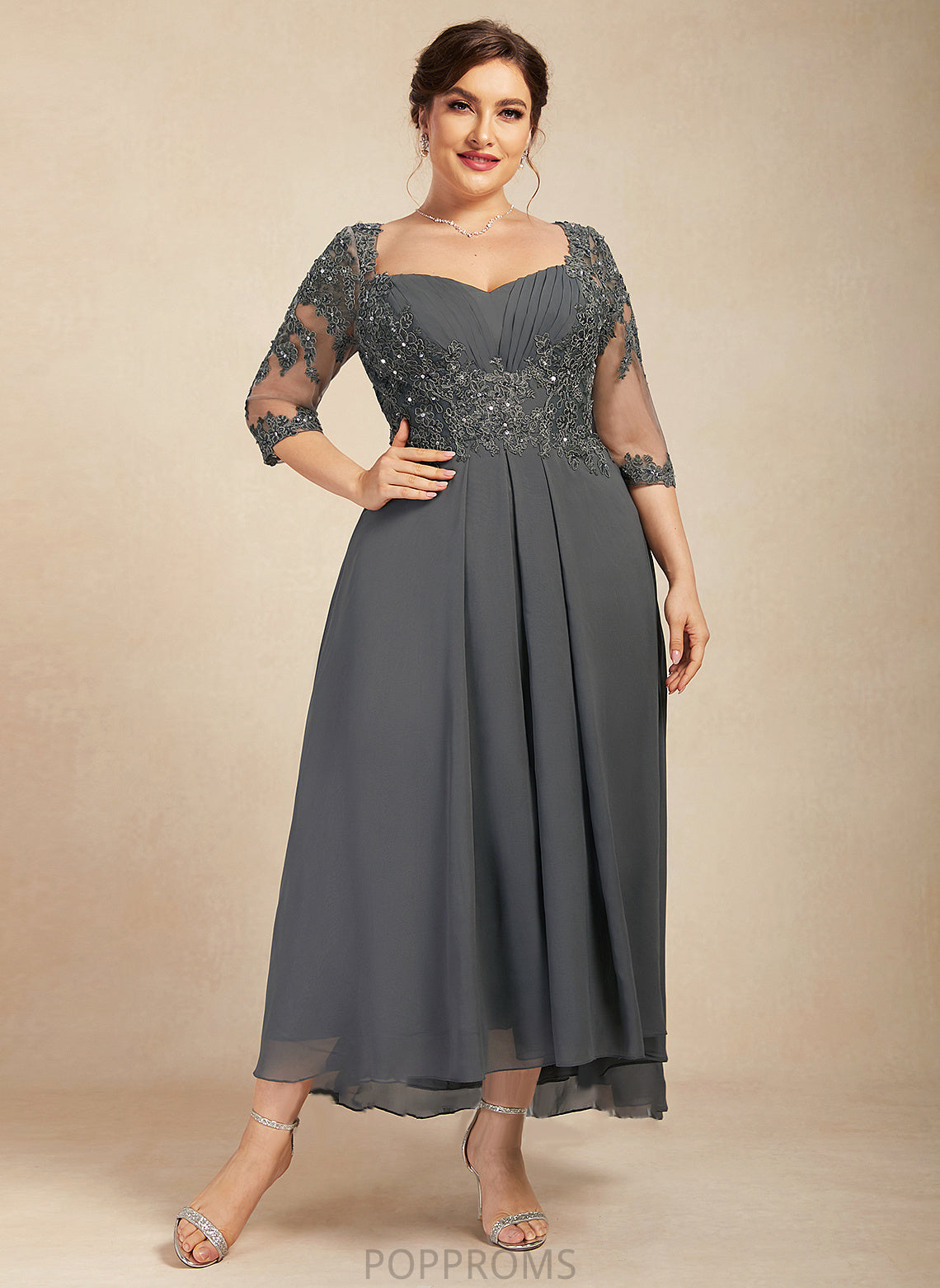 Mother of the Bride Dresses Lace Dress Michaela of Sequins Sweetheart With Asymmetrical A-Line Mother Bride the Beading Chiffon