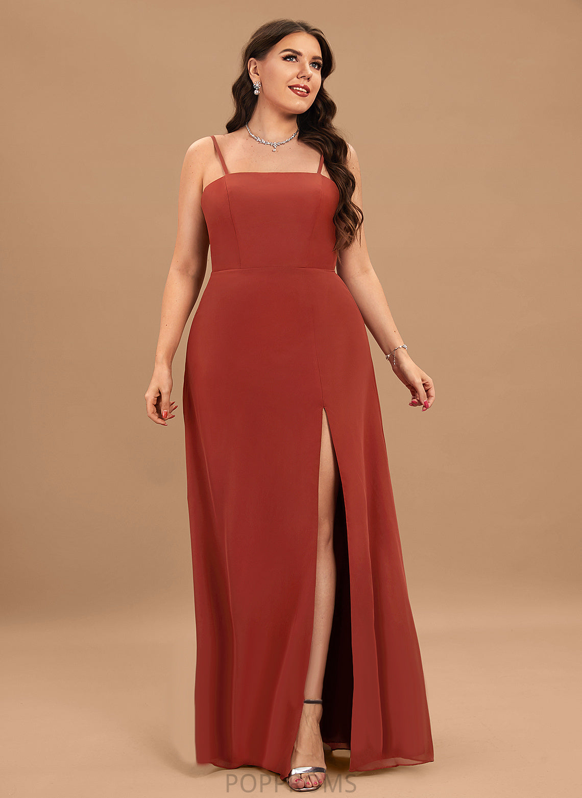 Skylar Floor-Length Sheath/Column Prom Dresses Square Chiffon