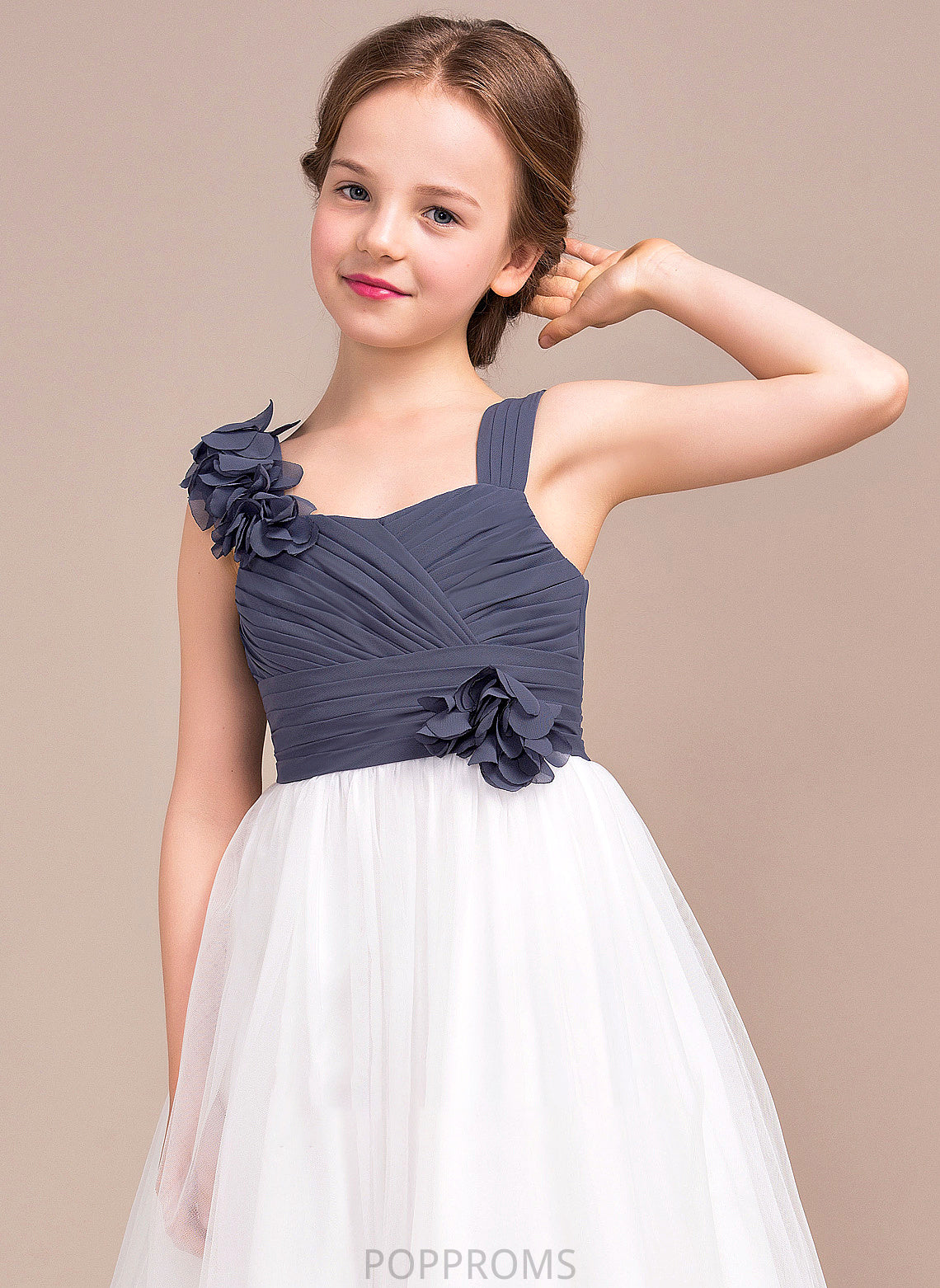 With Tulle Floor-Length Flower(s) Chiffon Junior Bridesmaid Dresses Sweetheart A-Line Ruffle Mina