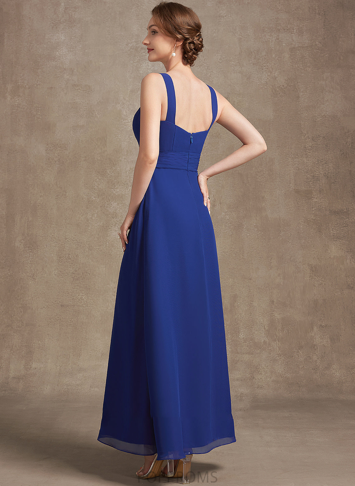 Chiffon Dress Neckline A-Line With Bride Mother of the Bride Dresses Mother Destinee Square the Ruffle Ankle-Length of