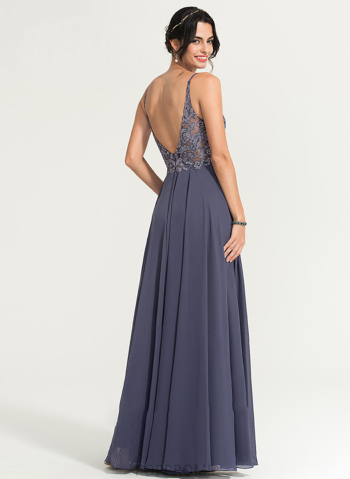 Chiffon With Prom Dresses A-Line V-neck Beading Sequins Floor-Length Athena