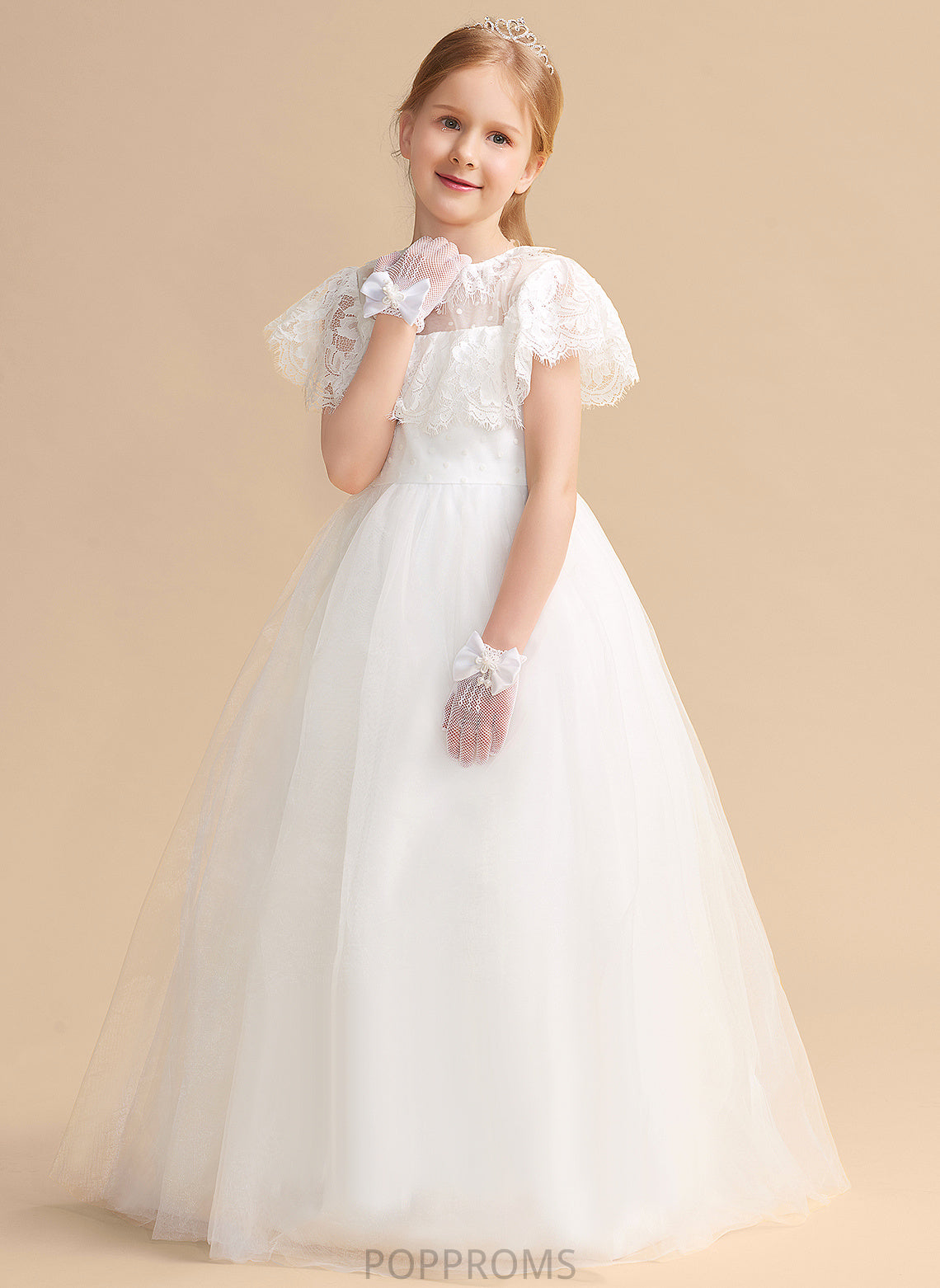 - Valerie Flower Flower Girl Dresses Floor-length A-Line Tulle/Lace Dress Sleeveless Scoop Girl Neck