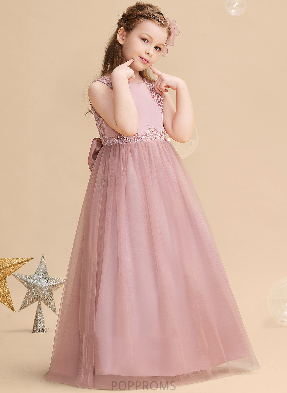 Scoop Neck Tia Sleeveless - Satin/Tulle/Lace Girl Flower Girl Dresses With Ball-Gown/Princess Dress Flower Floor-length Beading/Sequins