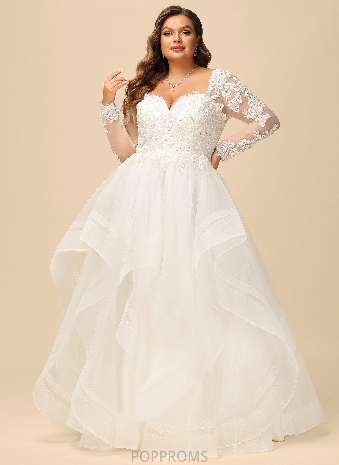 Lace Tulle V-neck Wedding Kasey With Sequins Dress Floor-Length Wedding Dresses Beading Ball-Gown/Princess