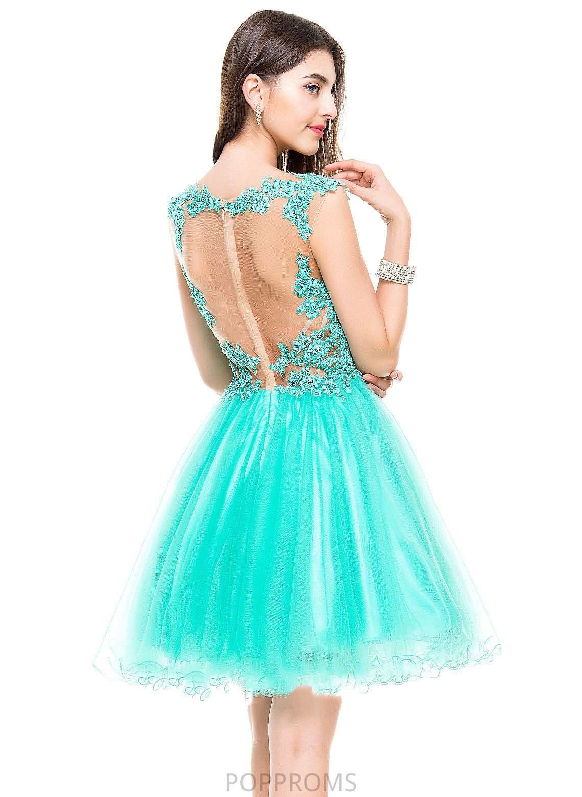 Beading Homecoming Lace Homecoming Dresses Sequins Appliques Tulle Roselyn A-Line Sweetheart Short/Mini Dress With