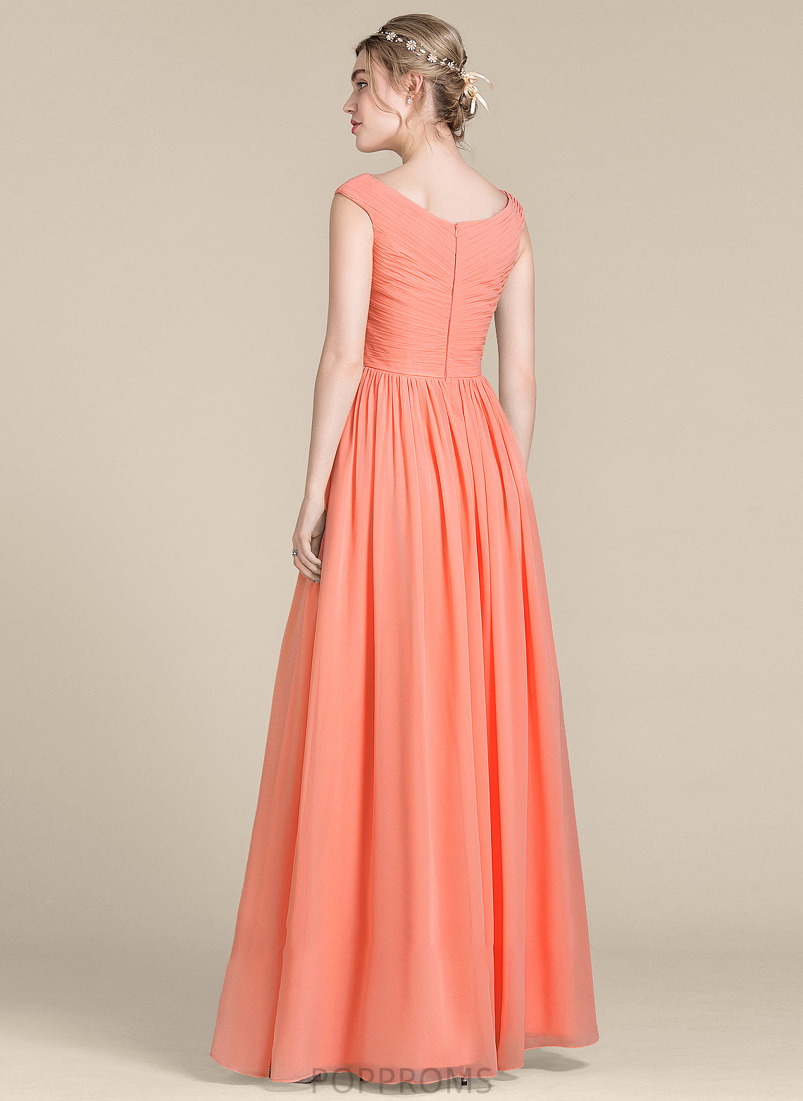 Ruffle Chiffon With Floor-Length Ball-Gown/Princess V-neck Prom Dresses Elisa