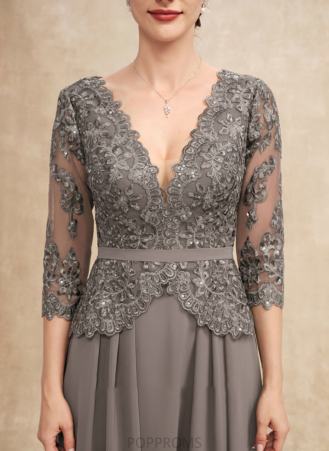 V-neck Mother of the Bride Dresses the Dress A-Line Jacey Chiffon Sequins Lace Mother With of Bride Floor-Length