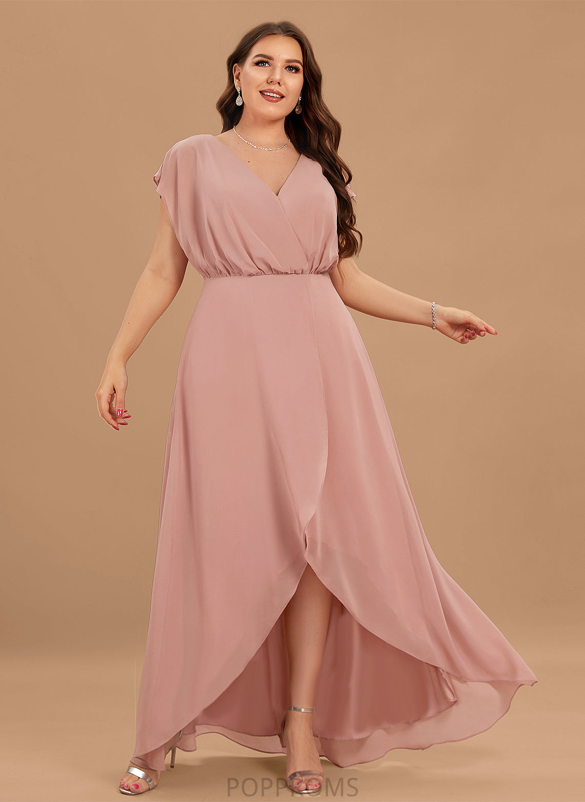 V-neck Silhouette Embellishment SplitFront A-Line Neckline Fabric Length Asymmetrical Journey Sleeveless Floor Length Bridesmaid Dresses