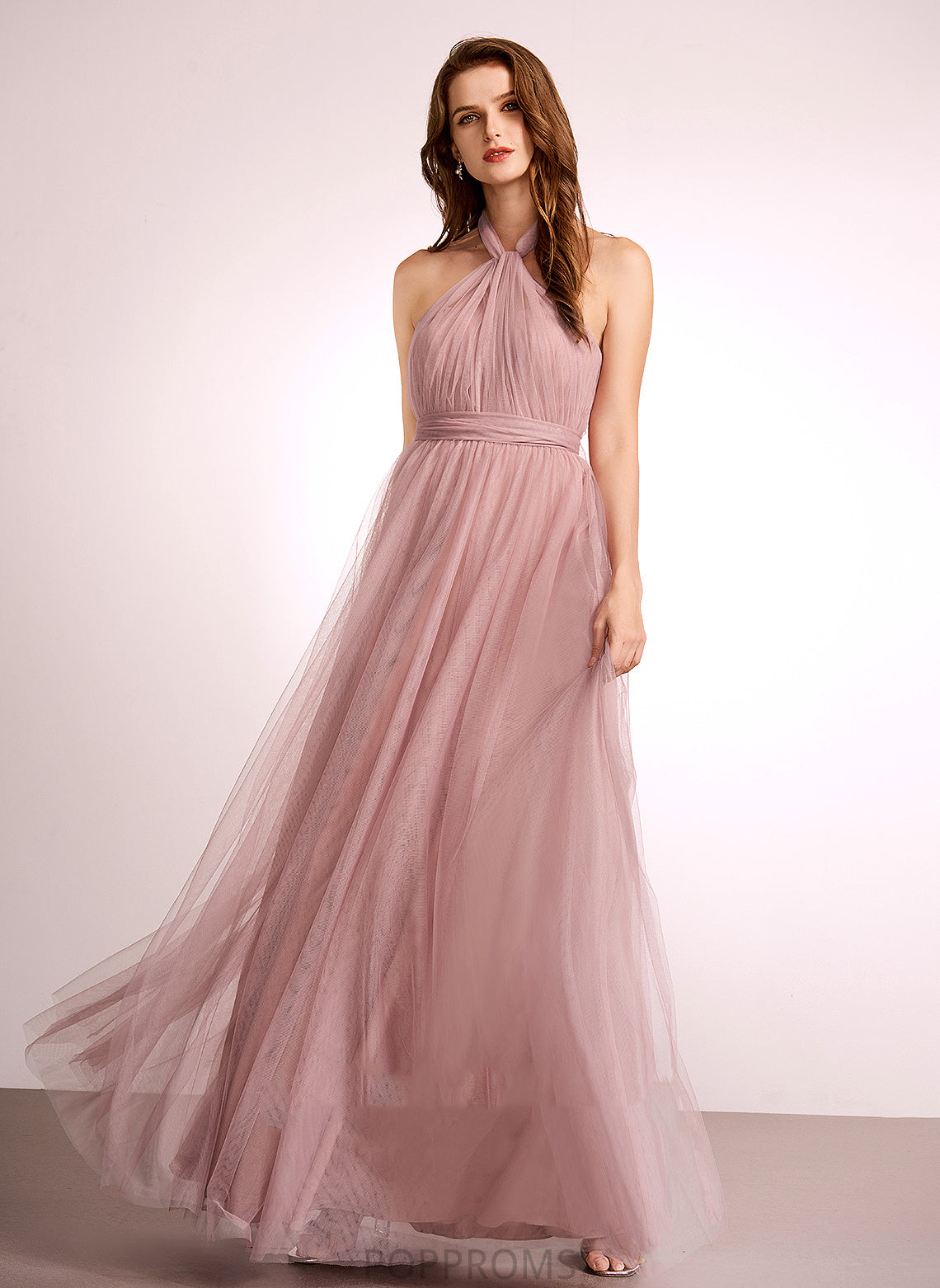 Floor-Length Tulle Neckline Off-the-Shoulder Fabric Length One-Shoulder Silhouette A-Line V-neck Straps Kristina Bridesmaid Dresses