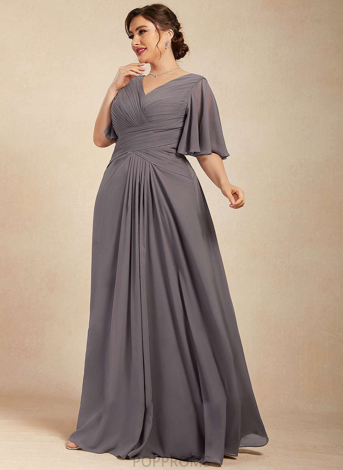 Mother Dress Floor-Length Alayna Mother of the Bride Dresses Bride With Chiffon Ruffle A-Line the of V-neck