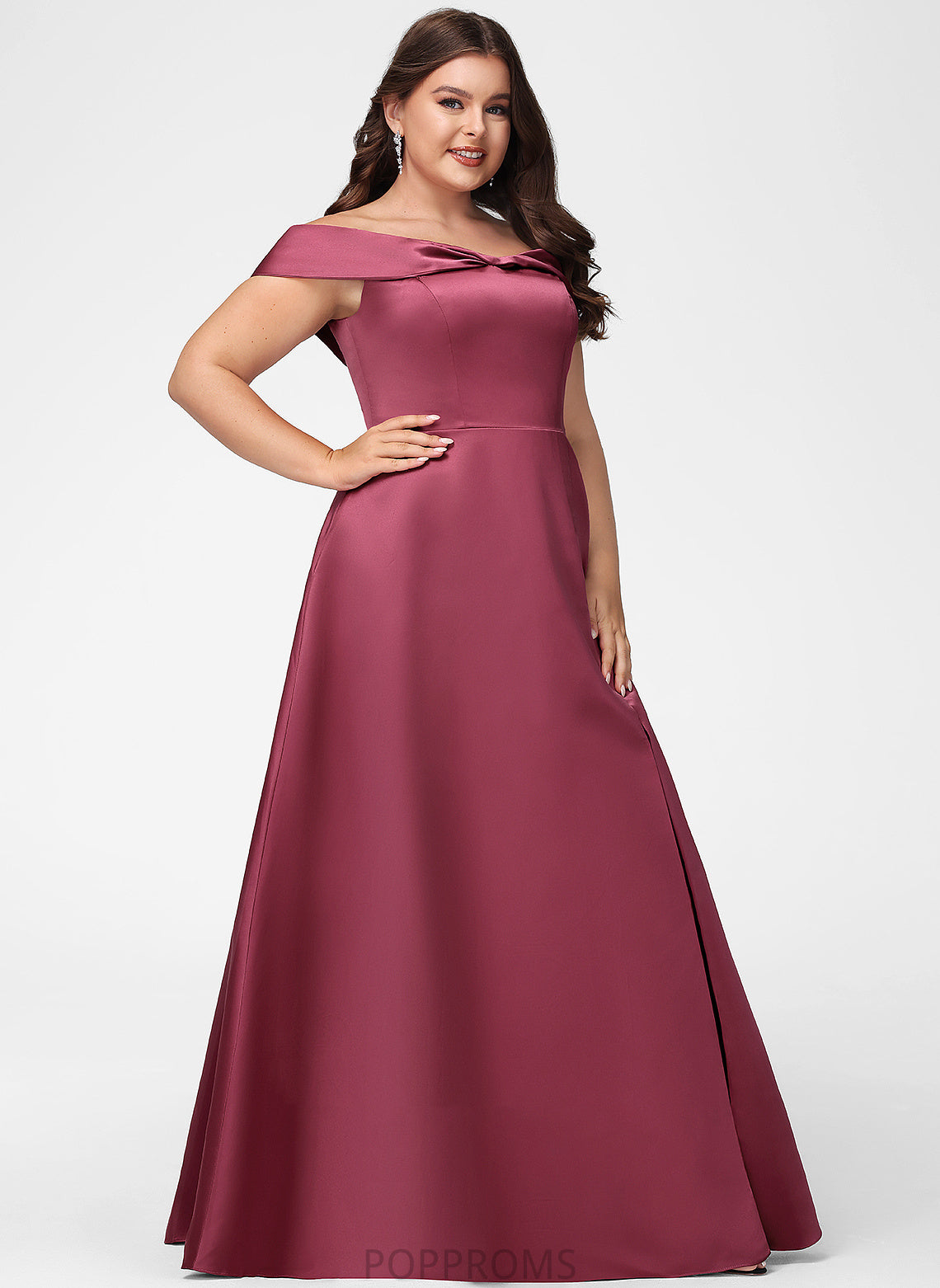 Neckline Off-the-Shoulder A-Line Embellishment Length SplitFront Floor-Length Silhouette Fabric Rayne Natural Waist Sleeveless Bridesmaid Dresses