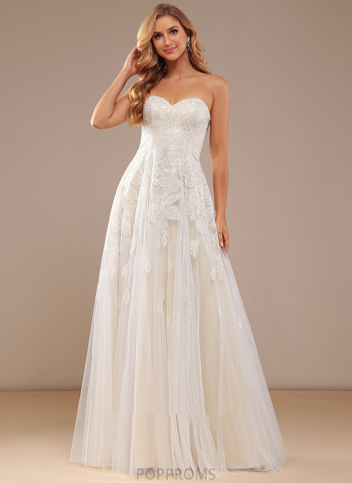 Floor-Length Wedding Dresses A-Line Dress Wedding Lace Lilly Sweetheart Sequins With