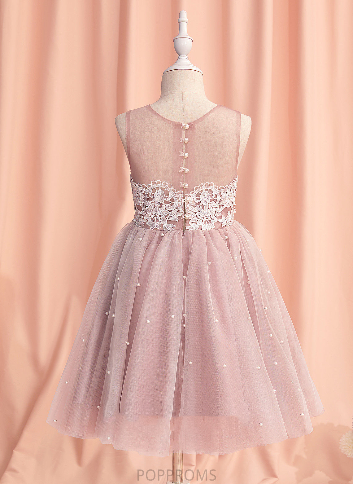 With Neck A-Line Flower Girl Dresses Sleeveless Scoop Lace/Beading Amani Flower Tulle Knee-length Girl - Dress