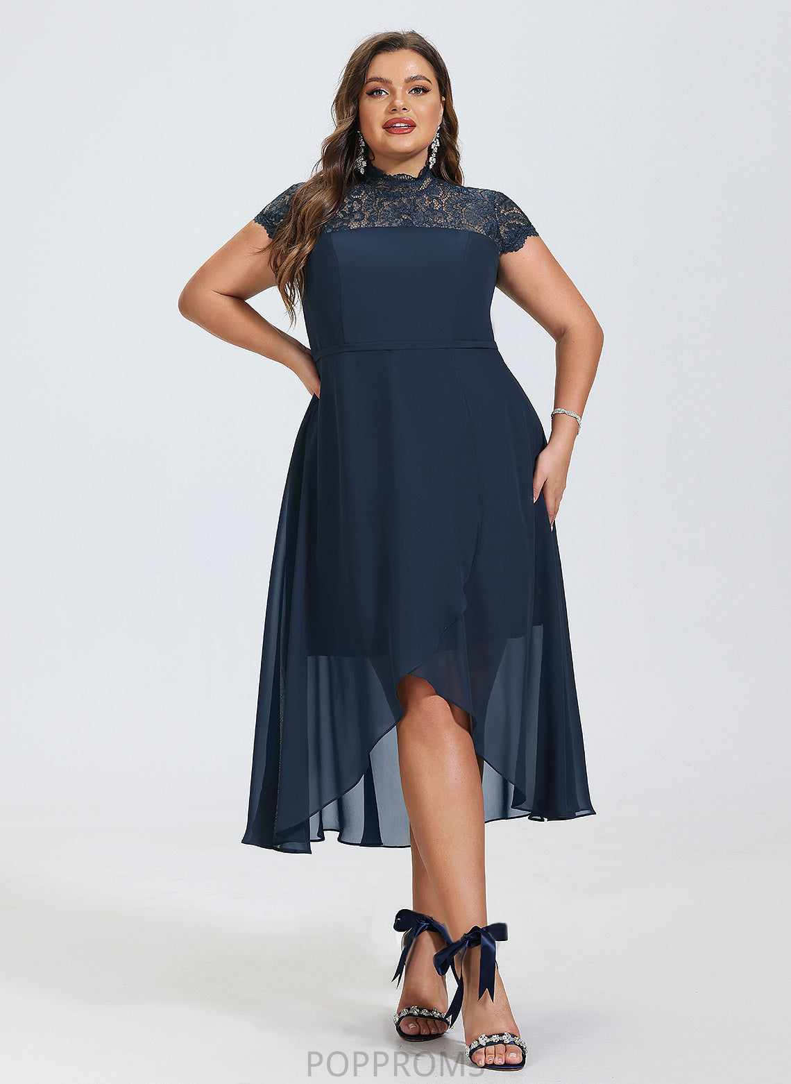 Cocktail A-Line Cocktail Dresses High Neck Asymmetrical Anna Dress Chiffon