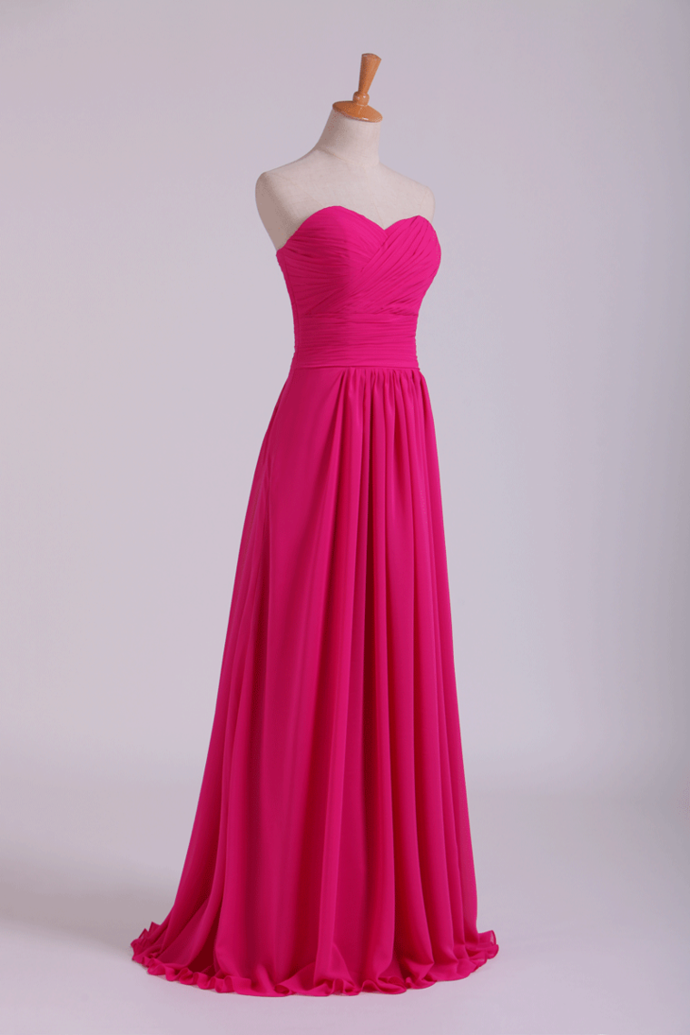 2024 Sweetheart Bridesmaid Dresses A-Line Floor Length Chiffon Ruffle