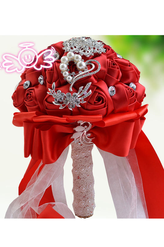 Sweet Round Satin/Silk Bridal Bouquets