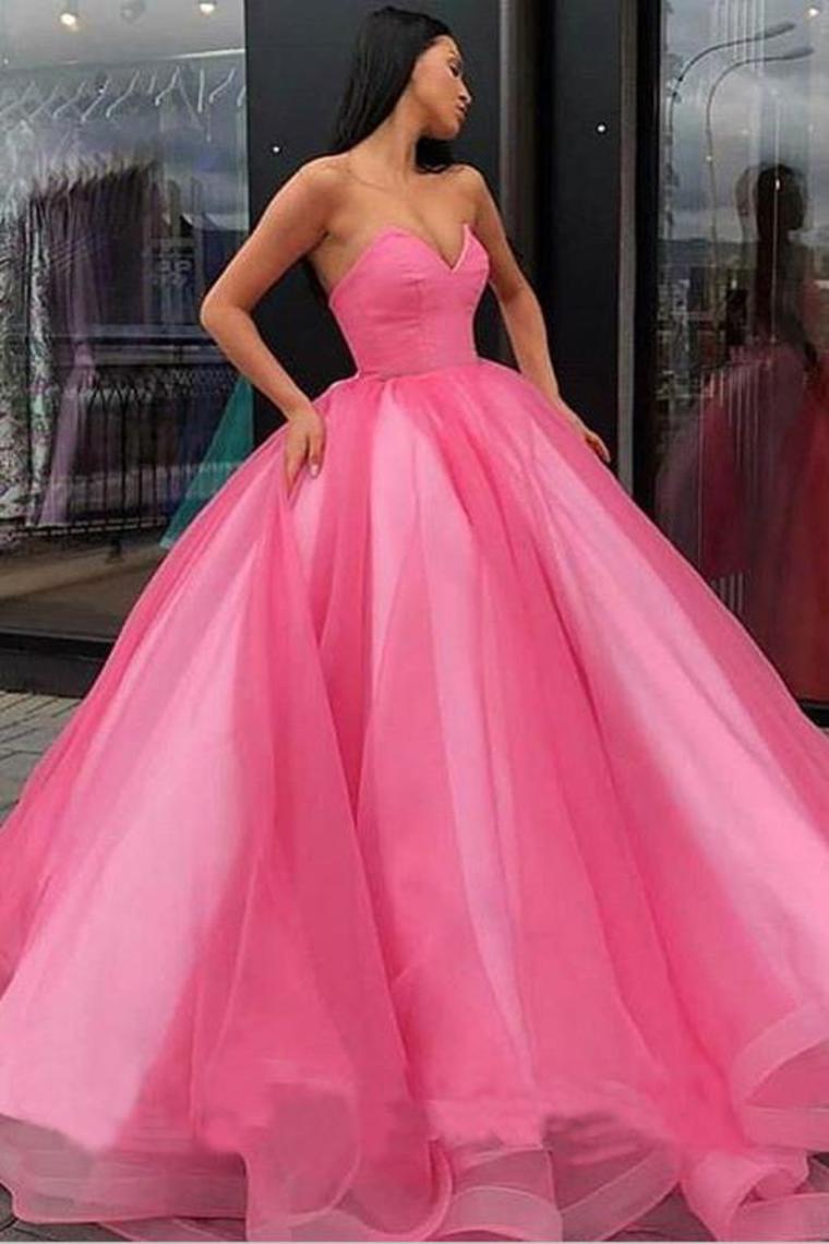 Ball Gown Sweetheart Prom Dress, Princess Floor Length Tulle Quinceanera Dresses