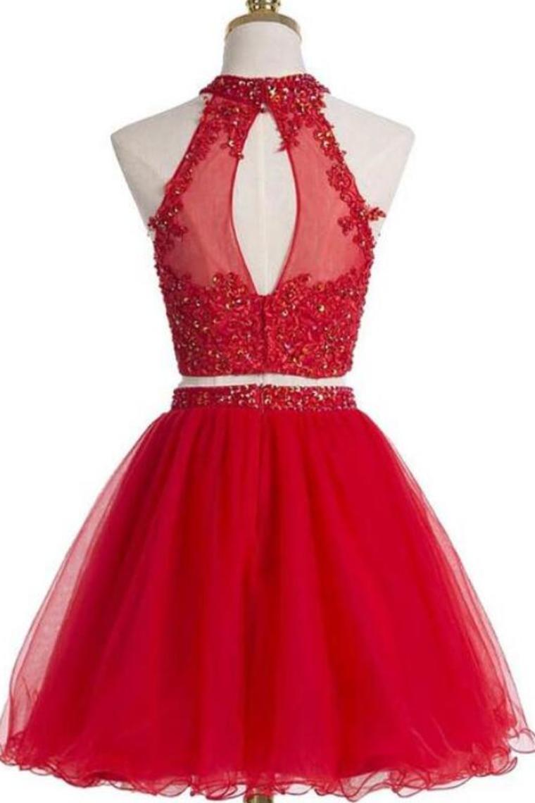 2024 Two PiecesTulle With Beading And Appliques Homecoming Dresses A Line