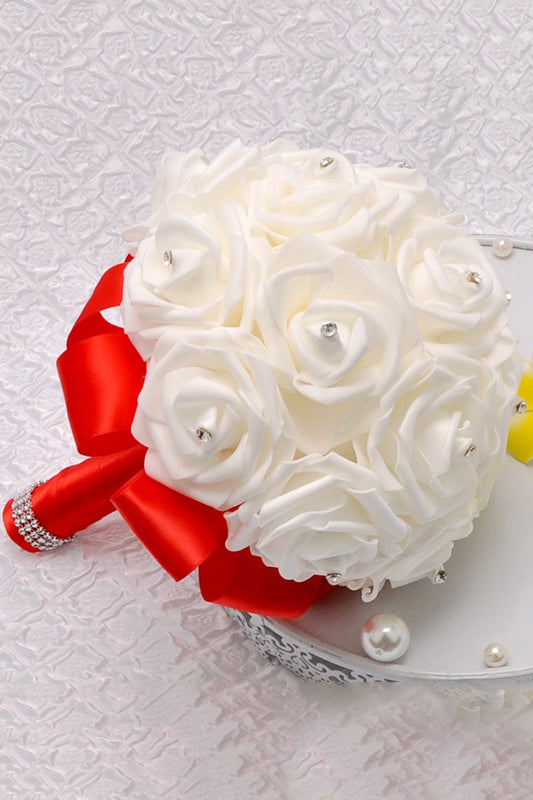 Lovely Round Foam Bridal Bouquets With Rhinestone