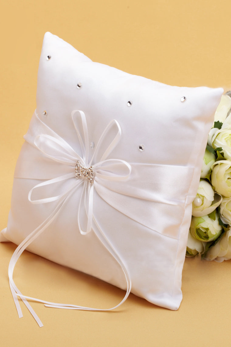 Mini Ring Pillow Satin With Rhinestones