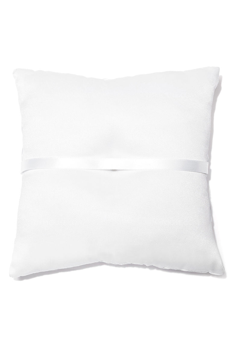 Elegant Ring Pillow Satin With Ribbons And Rhinestones